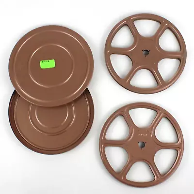 Super 8 Mm Lot Pair Of 7 Inch REELS And 1 CANISTER Rose Gold Metal Color VTG Can • $19.95