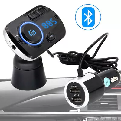 Car Bluetooth Wireless FM Transmitter 2 USB Charger MP3 Player AUX Handsfree Kit • £11.99