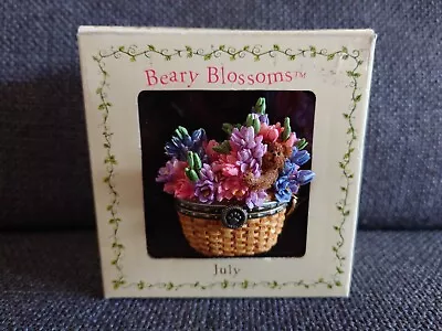 Boyds Bears Beary Blossoms Treasure Trinket Box July Birthday Basket - New  • £19.99