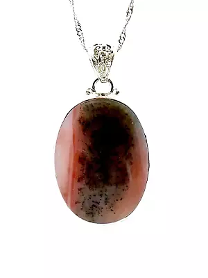 Natural Mookaite Jasper Pendant Necklace W/Sterling Silver Setting & Chain • $5.29