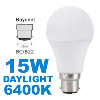 Bright 15w LED B22 Bayonet Light Bulb Daylight Cool White 90W Watt Replacement • £5.95