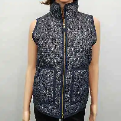 NWOT J.CREW Excursion Vest Quilted Down Lightweight Speckled Print Navy XXS/XS/S • $47.95