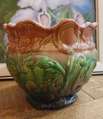  Weller Art Pottery Jardiniere Majolica Green Brown Drip Glaze Planter Pot • $95