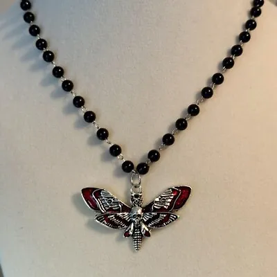 Moth Skull Necklace Chain Wasp Steampunk Silver Gothic Butterfly Sugar • $17.98