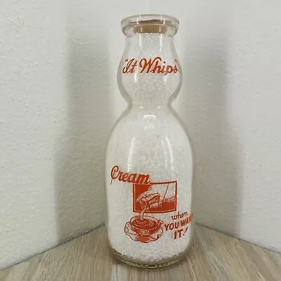 Cream Top It Whips One Quart Milk Bottle Forgey's Logansport Indiana • $29.99