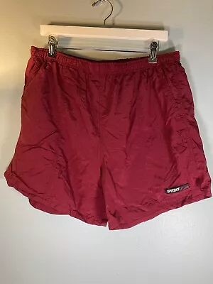 Speedo Swim Trunks Mens Large Red Lining Shorts Missing Drawstring • $16.99