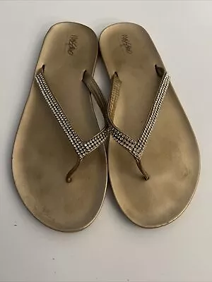 Mission Women’s Sandals 10 Flip Flops Rhinestones Rose Gold • $12