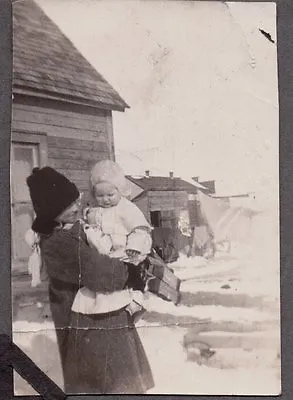 Vintage Photograph 1918 Gildford Montana Young Girl With Baby Old Fashion Photo • $5