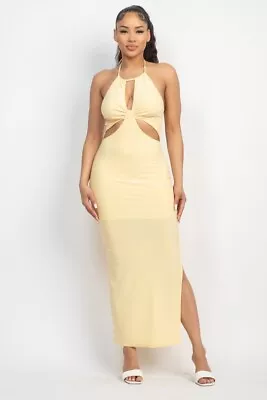 Cutout Side Slit Halter Maxi Dress • $18