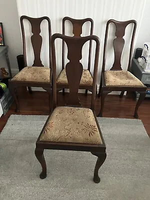 4 Antique Queen Anne/George 1 Dining Chairs In Original Condition. • £35