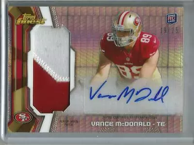 Vance McDonald 2013 Finest Autograph Game Used Jersey Patch Rookie #19/25 • $20