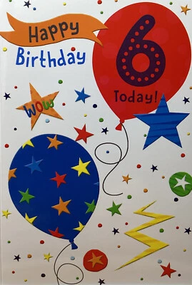 £1.89 • Buy BOY 6th BIRTHDAY GREETING CARD BALLOONS 7”x5” FREE P&P
