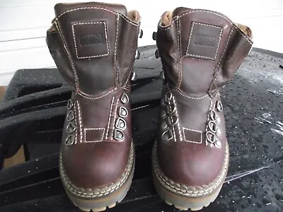 Vintage Bongo Ronnie ?  Brown Leather Hiking Boots Shoes 8 Womens WWE 35229 566 • $78