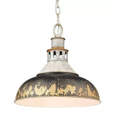 Vintage Style 1-Light Large Pendant In Aged Galvanized Steel With Rustic Antique • $141.95