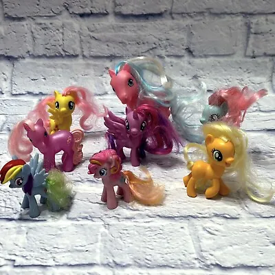 My Little Pony Figures Lot Of 8 Pegasus Cotton Candy Pink Blue Brushable Hair • $9.99