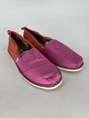 Toms Womens Purple Orange Colorblock Fabric Slip On Shoes Sz 9.5 • $19