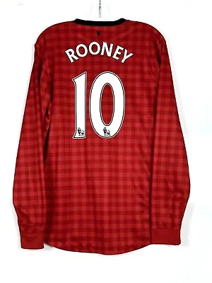 Manchester United Fitted Long Sleeve Jersey Wayne Rooney #10 Mens Size Medium • $110