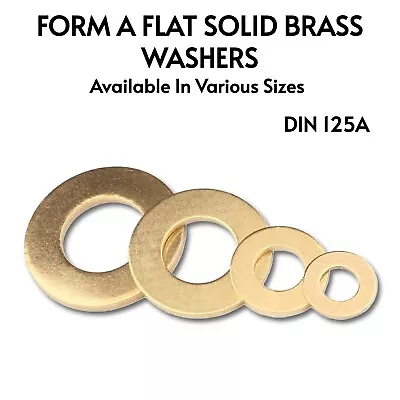 Form A Washers Flat Solid Brass Din 125a M2 M2.5 M3 M4 M5 M6 M8 M10 M12 M16 • £1.19