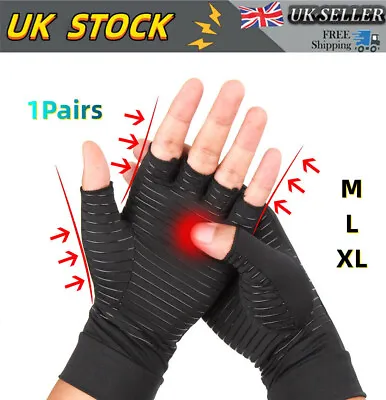 Copper Arthritis Compression Gloves Hand Support Joint Carpal Tunnel Pain Relief • £4.79