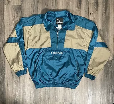 Vintage Head Sportswear Anorak Windbreaker Jacket Blue Brown Outdoors Trail • $32.88