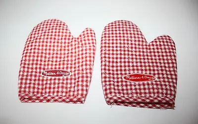 Melissa & Doug Replacement Oven Mitts Lot Of 2 Red/White Gingham Pretend Kitchen • $7.49