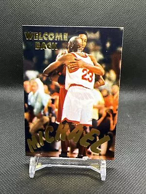 Michael Jordan 1990 Welcome Back Michael  Hugs Teammate Promo Novelty Card MINT • $0.99