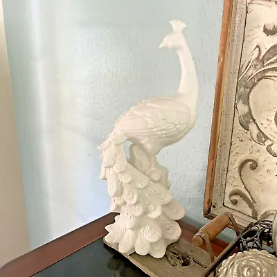 $51.99 • Buy BEAUTIFUL Vintage Ceramic 19  PEACOCK Figure Statue White