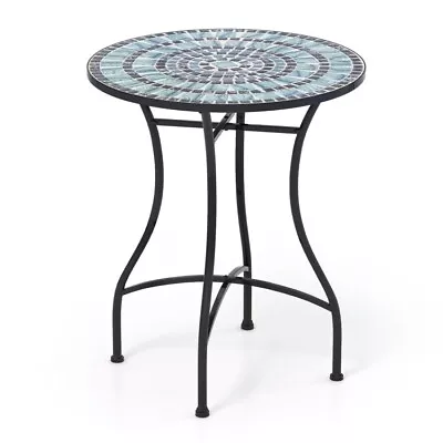 24'' Outdoor Patio Garden Round Mosaic Bistro Furniture Table & Ceramic Tile Top • $83.96