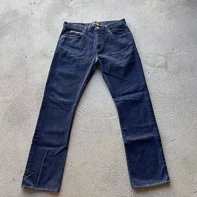 J Crew Jeans Mens 34x34 Blue Selvedge Slim Straight Denim Pants Button Fly Work • $59.88