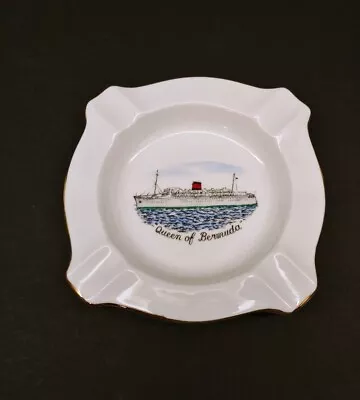 Vintage Salisbury Bone China England Queen Of Bermuda Steamship Ashtray 4.5  • $20