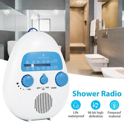 £12.89 • Buy FM/AM Mini Shower Radio Portable Bathroom Waterproof Hanging Music Speaker^