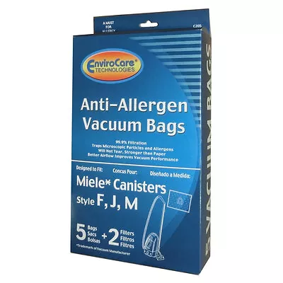 EnviroCare Replacement Bags For Miele F J M Microfiltration Vacuum Bags - 5 Bags • $16.95