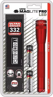 Maglite Mini Pro Red LED Flashlight 332-Lumens 2-Cell AA I Mini Pro Blister Pack • $37.88