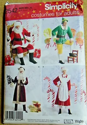 Simplicity Pattern 2542 Santa Mrs Claus Elf Mens Misses Sizes Large Xlarge Uncut • $9.75