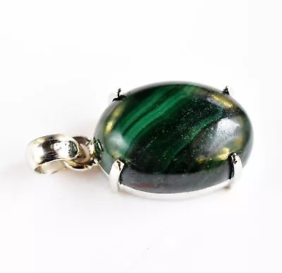 41.38 Cts Natural Green Malachite Oval Cab 925 Sterling Silver Healing Pendant • $22.31