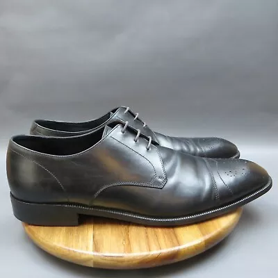 Salvatore Ferragamo Cap Toe Oxfords Mens Size 11 Black Leather Dress Shoes • $119.99