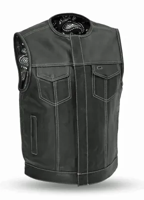 First Manufacturing Men's Bandit Leather Motorcycle Vest - FIM636CDM 	 • $161.99