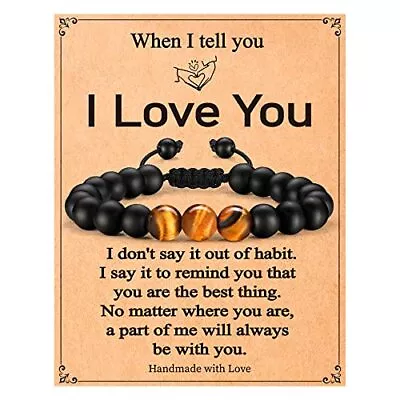 M MOOHAM Valentines Day Gifts For Men - Beaded Bracelets For Men I Love You G... • $19.21