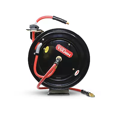 Hyper Tough Heavy Duty Steel Hose Reel - 3/8 In X 50 Ft Rubber Air HoseNEW • $79.20