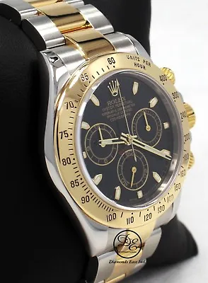 Rolex Daytona 116523 Cosmograph 2Tone 18K Yellow Gold /SS Black Dial Watch • $30168.40