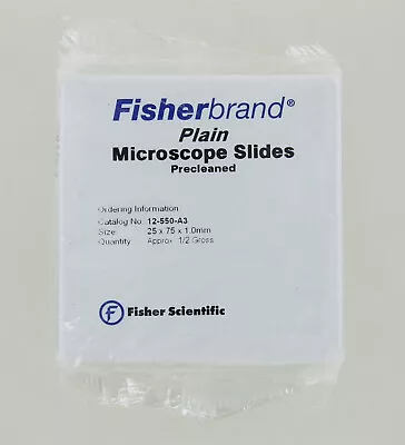 New Fisherbrand Plain Microscope Slides - Precleaned - #12-550-A3 • $10