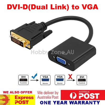 $8.85 • Buy 24+1 DVI-D Dual Link DVI Male To VGA Female 15 Pin Adapter Cable Converter 1080P