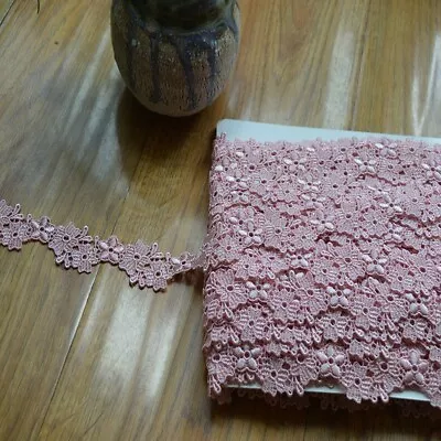  Delicate Pink Floral Venise Lace Trim  - Price For 1 Yard • $2.19