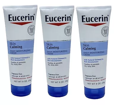 3 Pack Eucerin Skin Calming Daily Moisturizing Creme 8 Oz Fragrance Free Cream • $42