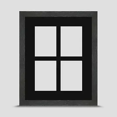 Grey Photo Frame 10x8 Inch Inc BLACK Mount For Four 3.5x2.5 ACEO ART PRINT • £18.45