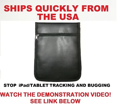 IPad/Tablet Pouch Black RF Signal Blocker. Stop Tracking/Eavesdropping • $24.95
