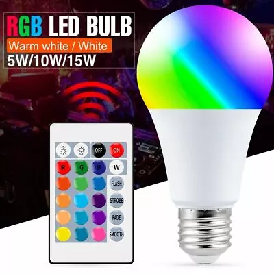 E27 Smart Control Lamp Led RGB Light Dimmable 5W 10W 15W RGBW Led Lamp Colorful  • $6.99