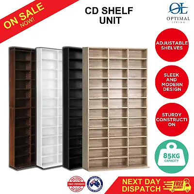 CD DVD Storage Shelf Bluray Media Book Cabinet Rack Unit Bookshelf Cupboard New • $222.74