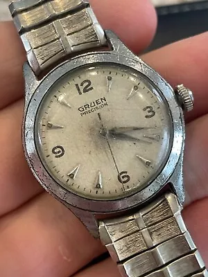 Vintage Estate Gruen Precision Swiss Watch Automatic Working Well! Clean! • $49.99