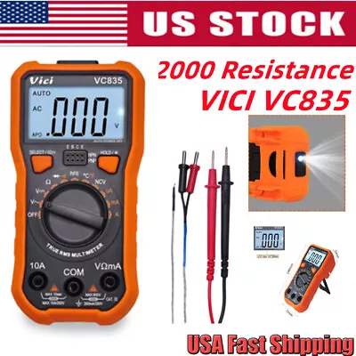 VC835 Digital MultimeterResistance NCV Diode Backlight Dmm True Rms 2000 USA • $13.99